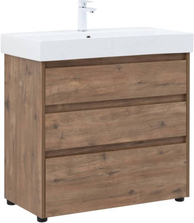 Тумба с раковиной Aquanet Nova Lite 00302477 85 дуб рустикальный, 3 ящика