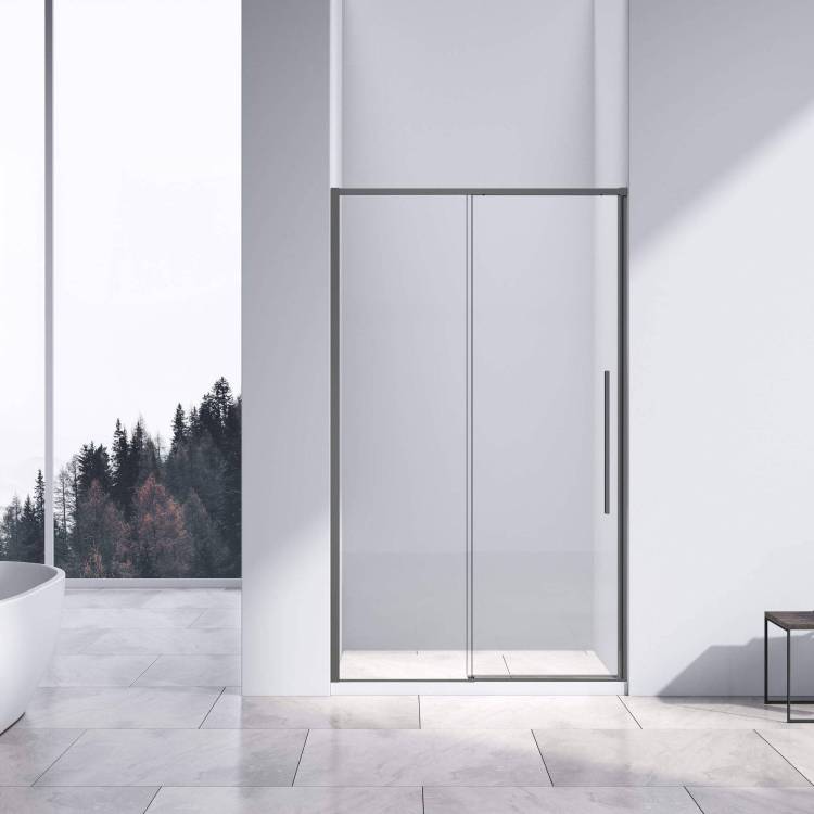 Душевая дверь Vincea Slim-N VDS-4SN110CLGM профиль вороненая сталь, стекло прозрачное, 110x195