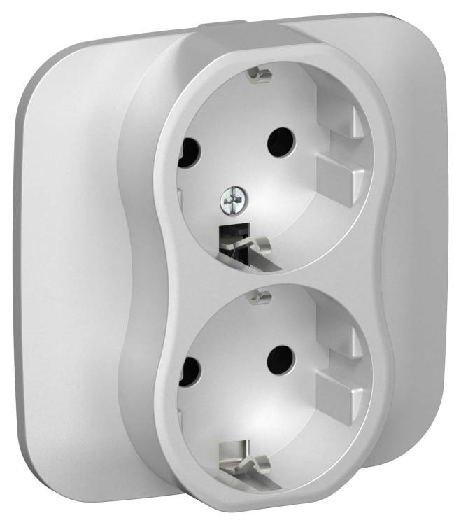 Розетка 2-местная с заземлением IEK Flite FI-R21A-16-K47 алюминий