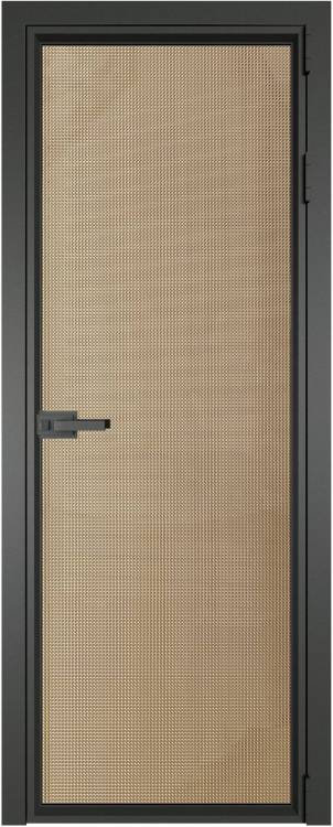 Межкомнатная дверь Profil Doors 1 AV цвет профиля Серая ночь, стекло безопасное 6 мм кризет золото 700x2000