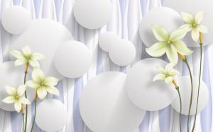 3D Фотообои Artegrafico «Нежно-салатовые цветы на объемном фоне» GM-023 акварель