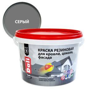 Краска резиновая трещиностойкая акриловая для кровли цоколя фасада Dali серый 3 кг