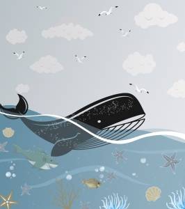 3D Фотообои Artegrafico «Кит в океане» KID-181 канвас