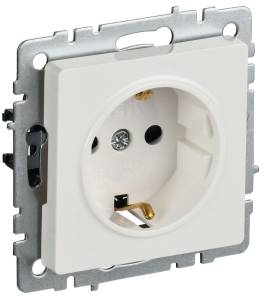 Розетка 1-местная с заземлением и шторками IEK Brite BR-R14-16-K01-PRO белый