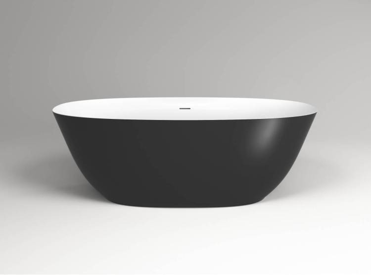 Ванна из искусственного камня Plumberia Selection VELOMA 170BN 170x75, биколор матовый белый,черный