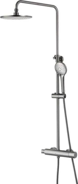 Душевая стойка Lemark Bronx LM3770GM c термостатом, графит