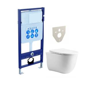 Унитаз с инсталляцией Aquatek Классик cm с крышкой-сиденьем микролифт