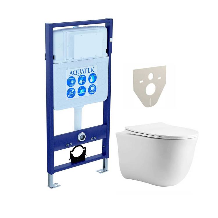 Унитаз с инсталляцией Aquatek Классик cm с крышкой-сиденьем микролифт