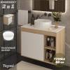 Тумба с раковиной Teymi Nura подвесная, дуб, белый, 80 см, с раковиной Martta D36
