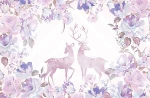 3D Фотообои Artegrafico «Романтичная акварель с оленями» PD-048 канвас