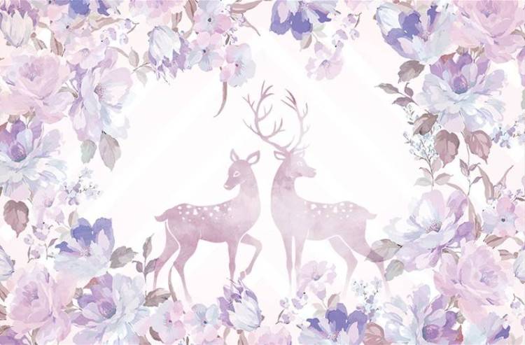 3D Фотообои Artegrafico «Романтичная акварель с оленями» PD-048 канвас