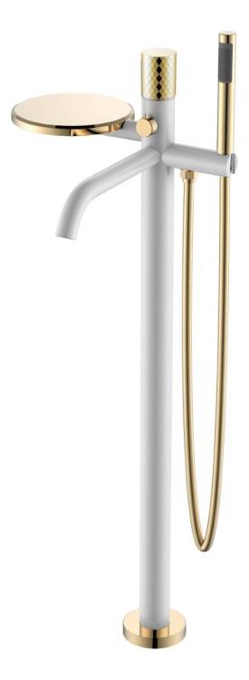 Смеситель для ванны Boheme Stick 129-WG напольный, White Diamond Gold