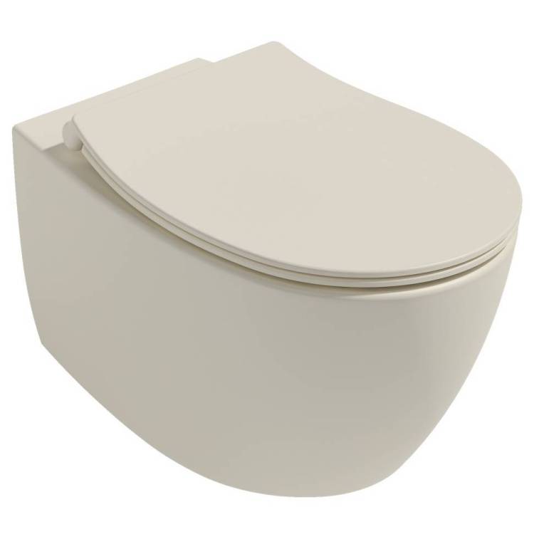 Унитаз подвесной Isvea Sentimenti Neo 10AR02010SV-2K + 40D40532I-S безободковый, с крышкой-сиденьем микролифт, слоновая кость матовый