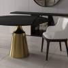 Стол Bradex Home Yoda RF 0653 керамогранит чёрный мрамор (глянец) с золотистой ножкой фото 2