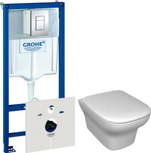 Комплект  Система инсталляции для унитазов Grohe Rapid SL 38775001 4 в 1 с кнопкой смыва + Чаша для унитаза подвесного Jacob Delafon Vox EDM102-00 + К