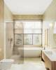 Душевая перегородка MaybahGlass MGD-262-3 79x195, стекло бронза 8 мм, профиль золото фото 2