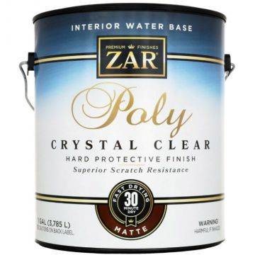 Полиуретановый лак ZAR Poly Crystal Clear Interior Water Base матовый 3.78 л