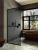 Душевая перегородка MaybahGlass MGD-735-6у 89x195, стекло графит матовый 8 мм, профиль черный фото 2