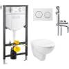 Комплект Унитаз подвесной VitrA Uno 9773B003-7206 + Инсталляция + Кнопка + Гигиенический душ D&K Paulinus Rhein DA1464501 со смесителем и внутренней частью