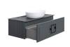 Тумба с раковиной La Fenice Cubo FNC-01-CUB-G-100 Серый, ручка хром, с черной столешницей фото 3