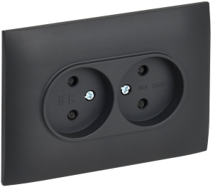 Розетка 2-местная с защитными шторками IEK Skandy SK-R23-10-K48-F титан