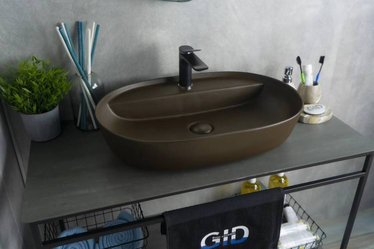 Раковина Gid Lago Br1346 53342 коричневая матовая, 61x41x14