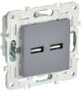 Розетка USB type A+A IEK Skandy SK-U21-D31-K03 серый