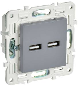 Розетка USB type A+A IEK Skandy SK-U21-D31-K03 серый