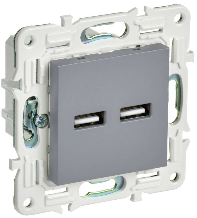 Розетка USB type A+A IEK Skandy SK-U21-D31-K03 серый
