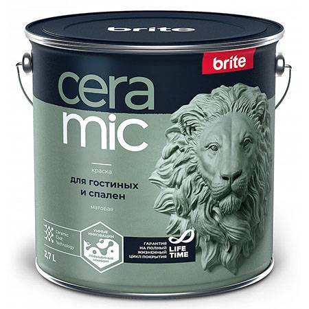 Краска для гостиных и спален Brite Ceramic матовая база A 2.7 л