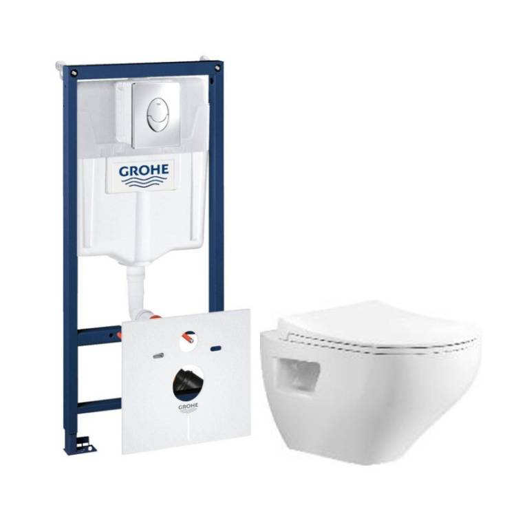 Комплект Grohe GR750IONVP0 Инсталляция для унитаза Grohe Rapid SL + Унитаз подвесной beWash Ion безободковый, с сиденьем микролифт, белый глянец