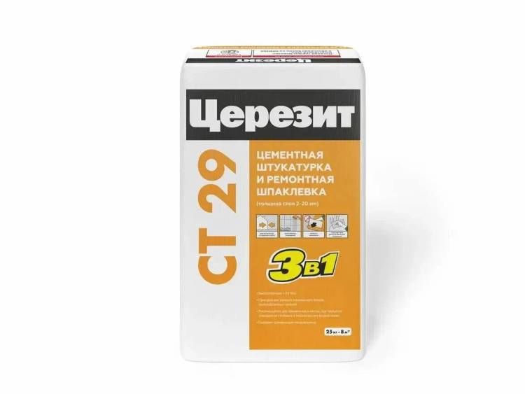 Штукатурка и ремонтная шпаклевка Ceresit CT 29 для минеральных оснований Серый 25 кг