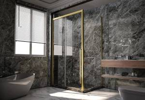 Душевой уголок Veconi Premium Trento PTC-SP-30G 120x100, профиль брашированное золото, стекло прозрачное
