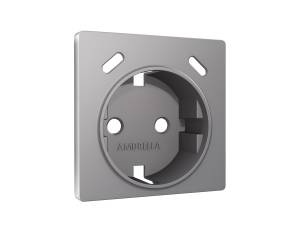 Лицевая панель для электрической розетки с заземлением со шторками 2USB C+C Ambrella Volt Alfa AP5105 сталь матовый
