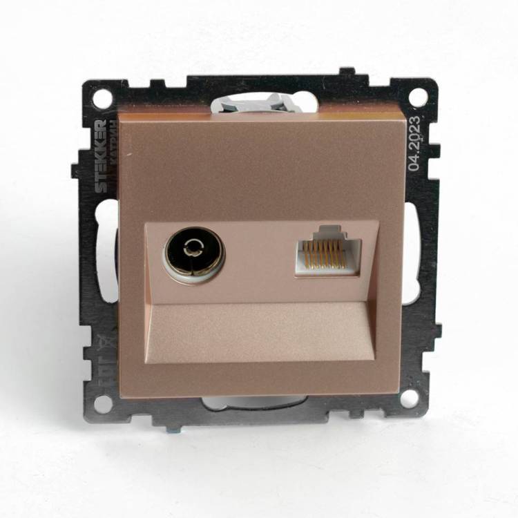 Розетка TV + компьютерная RJ-45 Stekker GLS00-7106-02 49184