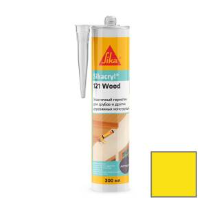 Герметик Sika Sikacryl-121 Wood паропроницаемый акриловый для деревянных конструкций 771896 Желтый Картридж 300 мл