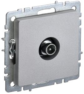 ТВ-розетка проходная IEK Brite BR-A10-P-K47 алюминий