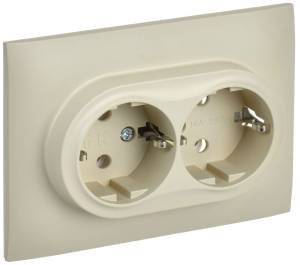 Розетка 2-местная с заземлением IEK Skandy SK-R21-16-K10-F бежевый