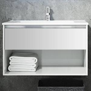 Тумба с раковиной Sanvit Контур 80 белая глянцевая