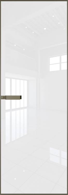 Межкомнатная дверь Profil Doors 1 AGN цвет профиля Шампань, стекло безопасное 4 мм lacobel белый лак 600x2000