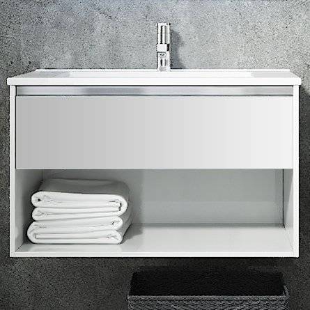 Тумба с раковиной Sanvit Контур 80 белая глянцевая