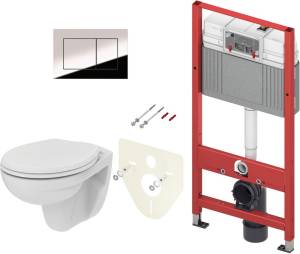 Комплект Унитаз подвесной Ideal Standard Eurovit K881201 безободковый + Инсталляция TECE Now 9400412 4 в 1 с кнопкой смыва