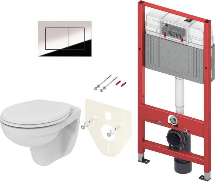 Комплект Унитаз подвесной Ideal Standard Eurovit K881201 безободковый + Инсталляция TECE Now 9400412 4 в 1 с кнопкой смыва