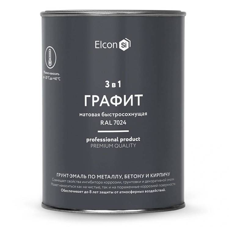 Грунт-эмаль по ржавчине 3 в 1 Elcon матовая графит 0.8 кг