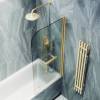Шторка на ванну MaybahGlass MGV-769-3 40x140, поворотная, стекло сатин 6 мм, профиль золото, с полотенцедержателем