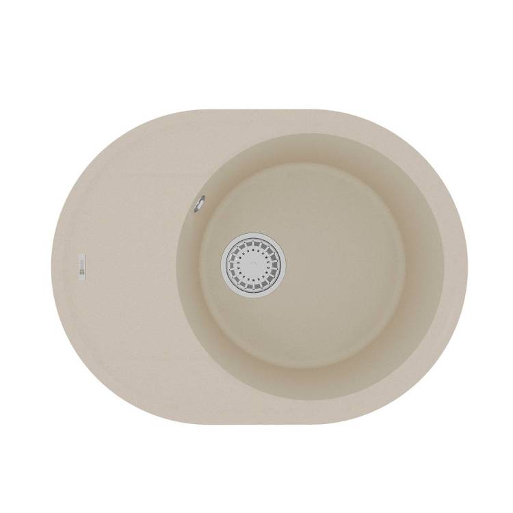Кухонная мойка Lemark LACHA 620 9910050 врезная овальная с крылом из кварцгранита бежевый