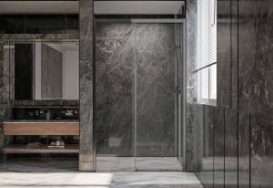 Душевая дверь в нишу Veconi Premium Trento PTD30-GR-130-01-C4 профиль брашированный графит, стекло прозрачное, 130x200
