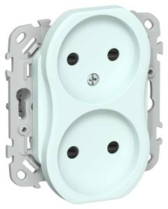 Розетка 2-местная с защитными шторками IEK Flite FI-R23-10-1-K94 холодный лед