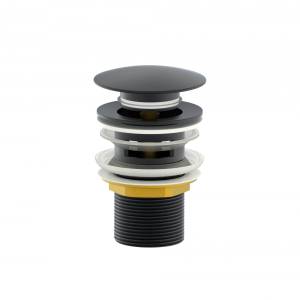 Донный клапан для раковины Wonzon & Woghand WW-88SS01-BGM с переливом, темный графит