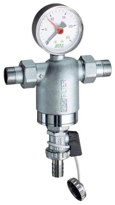 Фильтр для воды FAR 100мкм, с с магнитом , с манометром, Max: 95 C, 25 бар, 1/2 НР